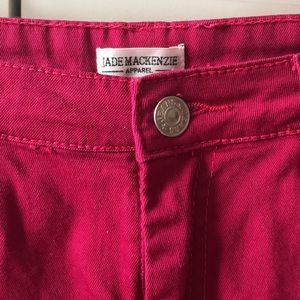 Pink denim midi skirt